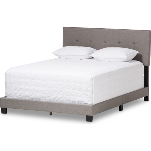 Hampton Queen Bed in Tufted Light Gray Fabric